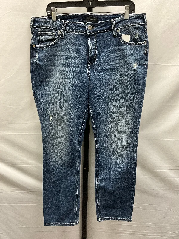 Blue Denim Jeans Straight Silver, Size 18