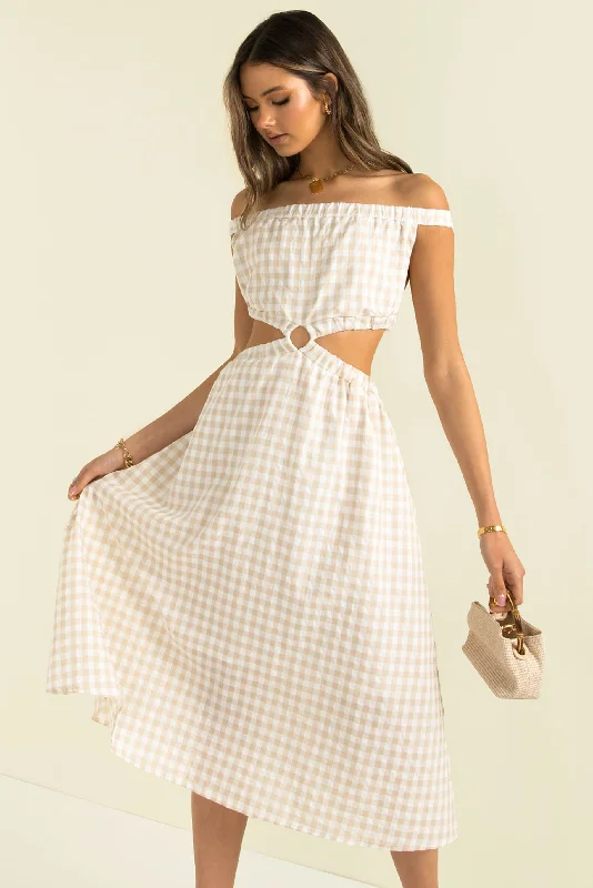 Marbella Dress / Beige Check