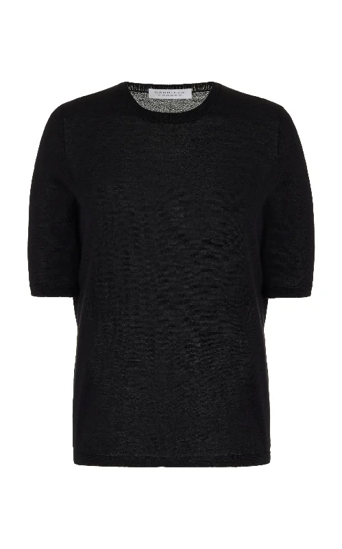 Brunner Knit T-Shirt in Black Cashmere Silk