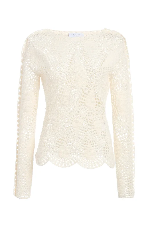 Capps Crochet Top in Ivory Wool Cashmere