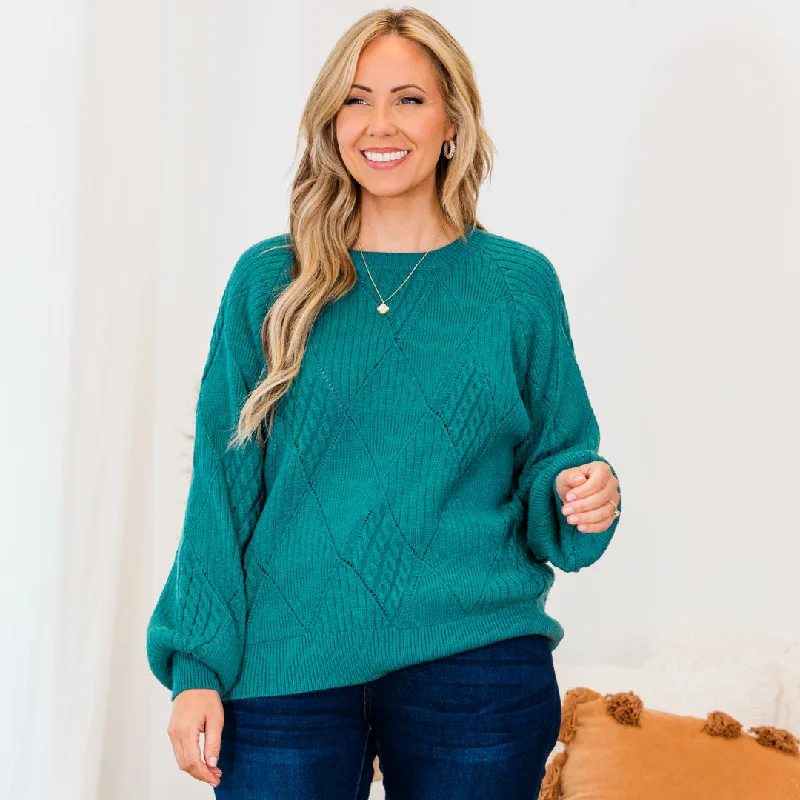 Open My Heart Sweater, Dark Turquoise