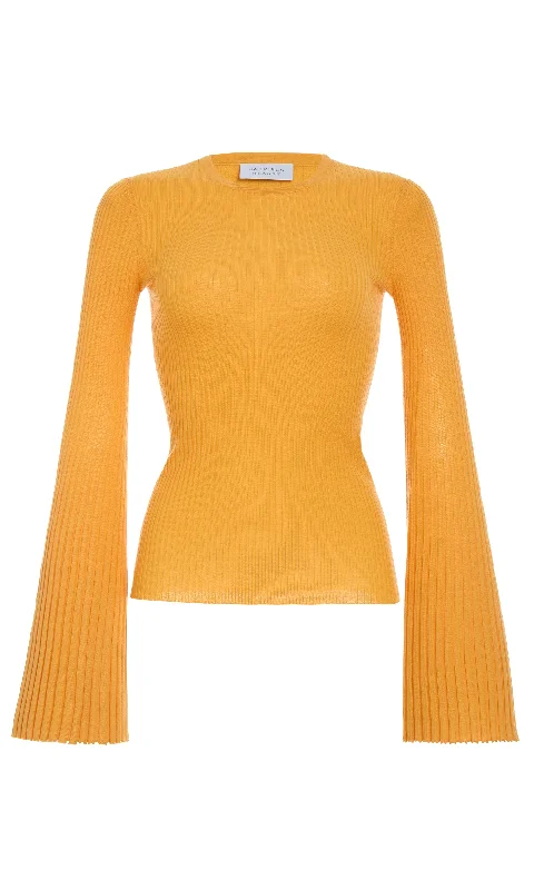 Soraya Knit Sweater in Yellow Merino Wool