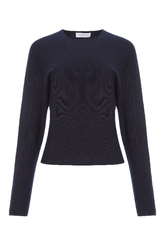 Theodore Knit Sweater in Navy Cashmere Silk