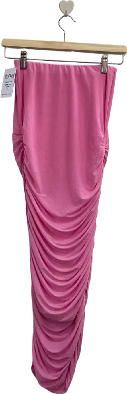 Fashion Nova Pink Ruched Midi Skirt UK 6