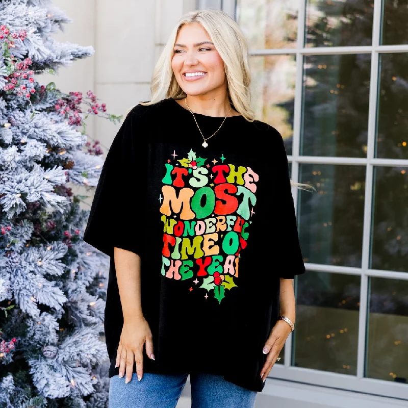 Most Wonderful Time Boyfriend Tee, Black