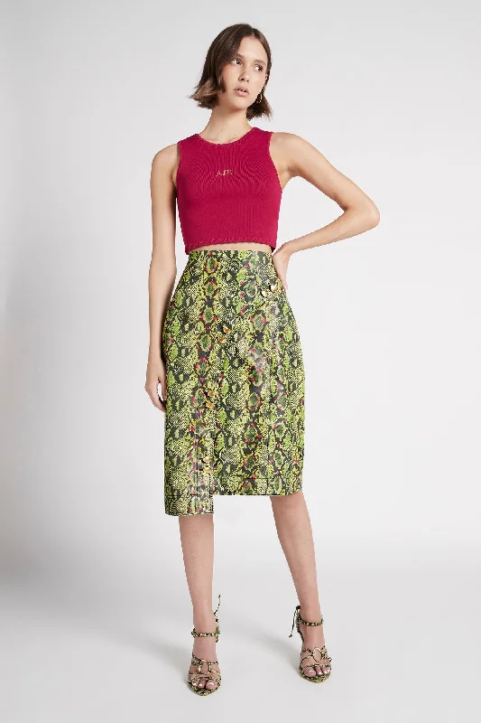 Serpentine Vegan Leather Midi Skirt