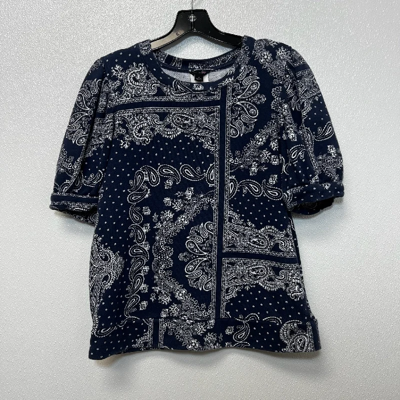 Top Short Sleeve By Ann Taylor O In Navy, Size: M