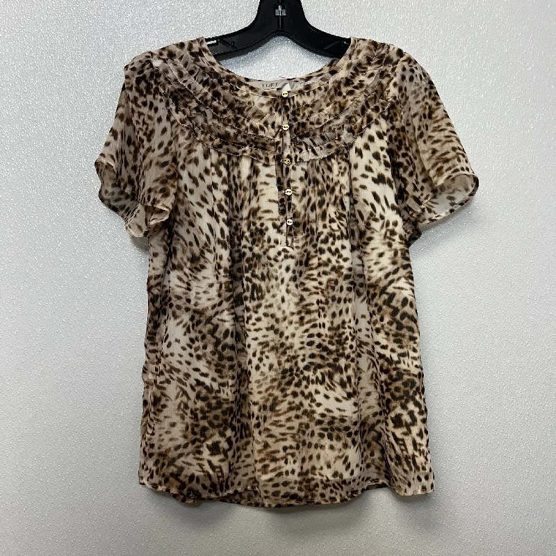 Top Short Sleeve By Loft O In Leopard Print, Size: S