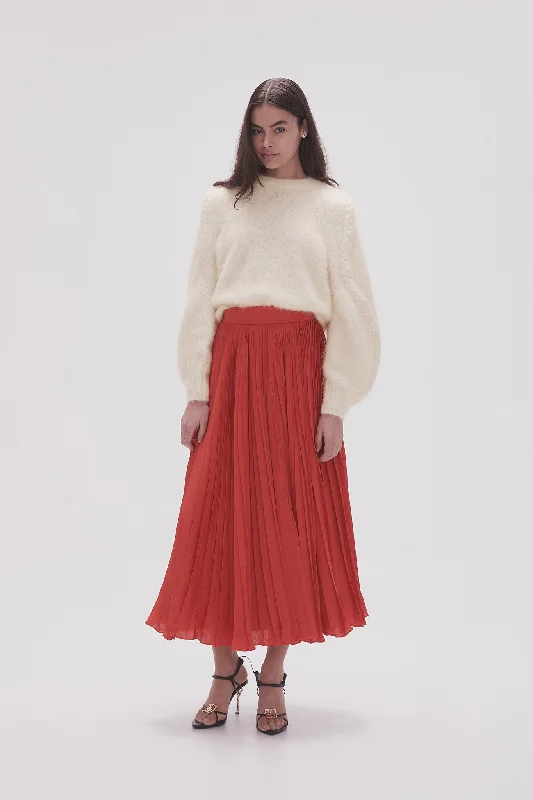 Wondrous Pleated Satin Skirt