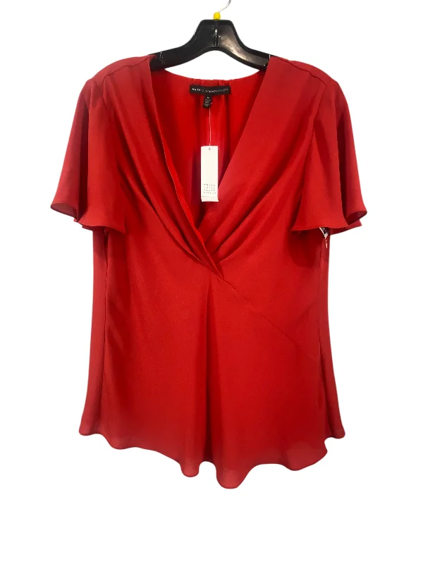 Blouse Short Sleeve By White House Black Market In Red, Size: 10