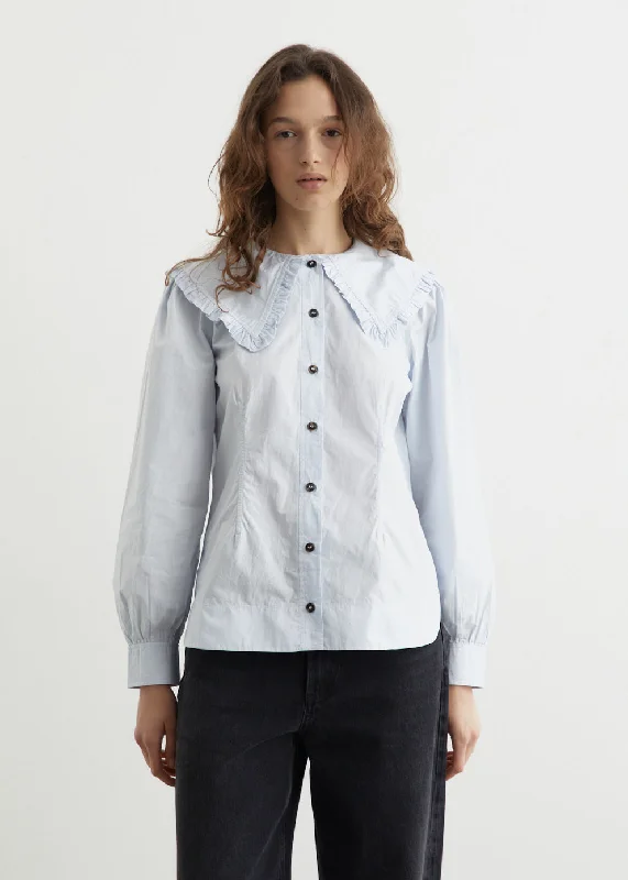 Cotton Poplin Frill Collar Shirt