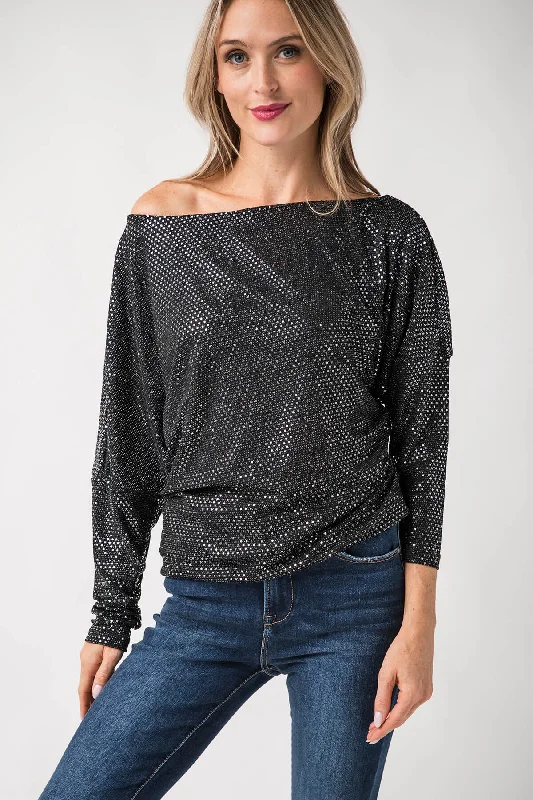 Elan Sequin Off The Shoulder Top