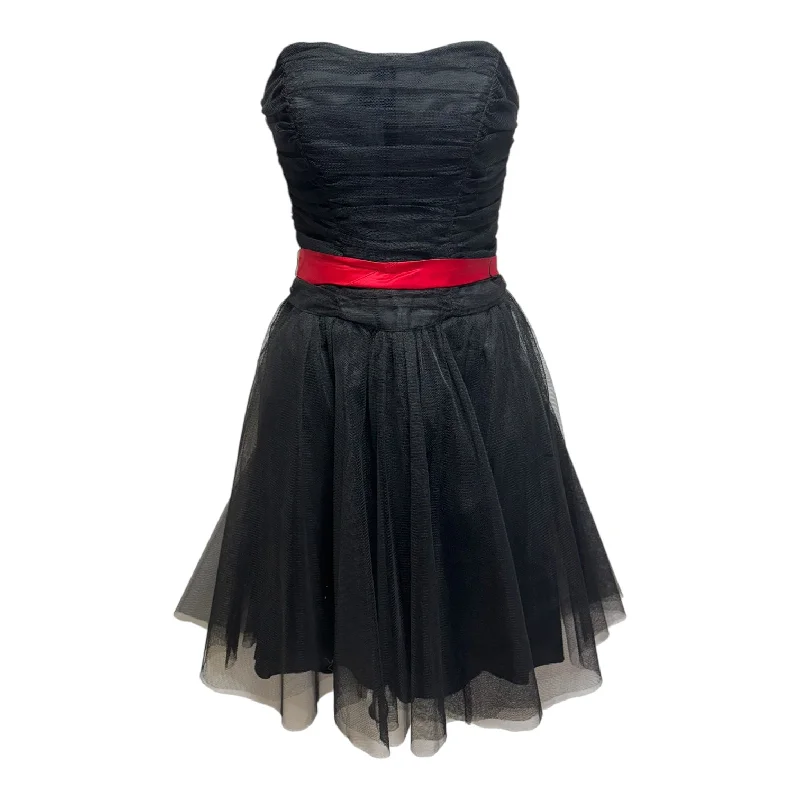 Strapless Tulle Dress Party Short By Nicole Miller In Black & Red, Size: 0