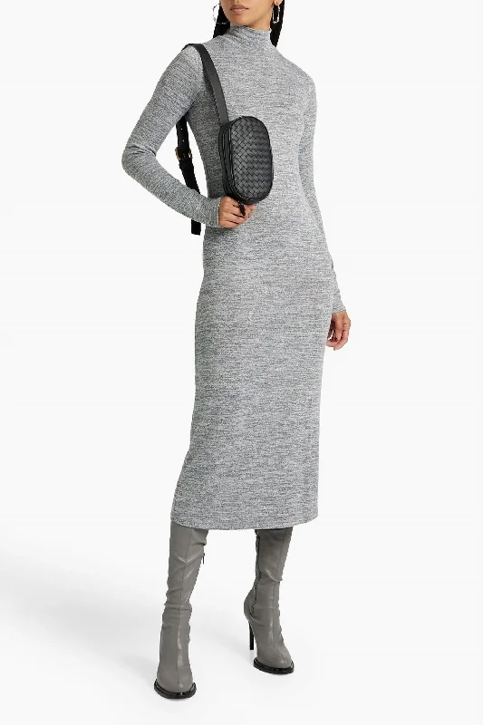 The Knit Tneck Midi Dress In Heather Grey