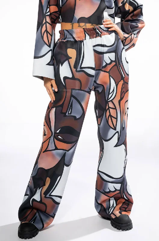 MAIN SQUEEZE PRINTED SCUBA WIDE LEG JOGGER