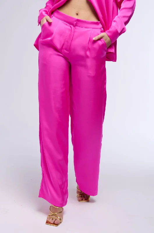 OPEN TO WHATEVER WIDE LEG SATIN TROUSER IN PINK