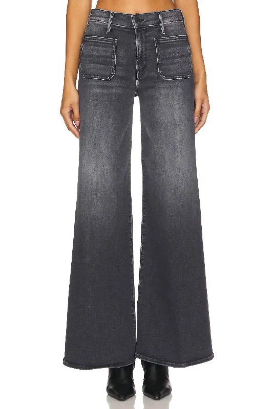 Wide Leg Patch Pocket Twister Sneak Jeans In Up In Smoke