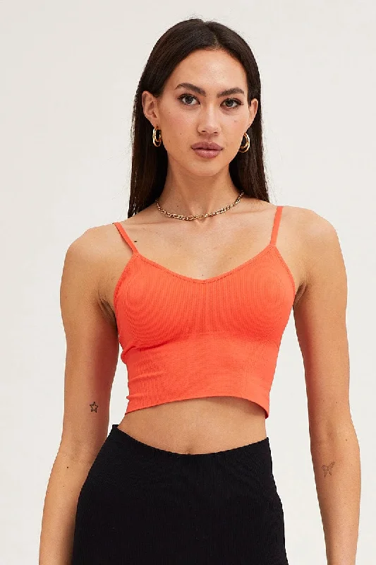 Orange Crop Singlet Top Seamless