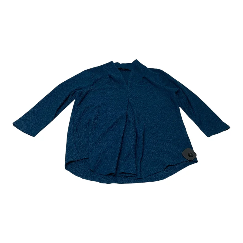 Top 3/4 Sleeve By Cable And Gauge In Blue, Size: S