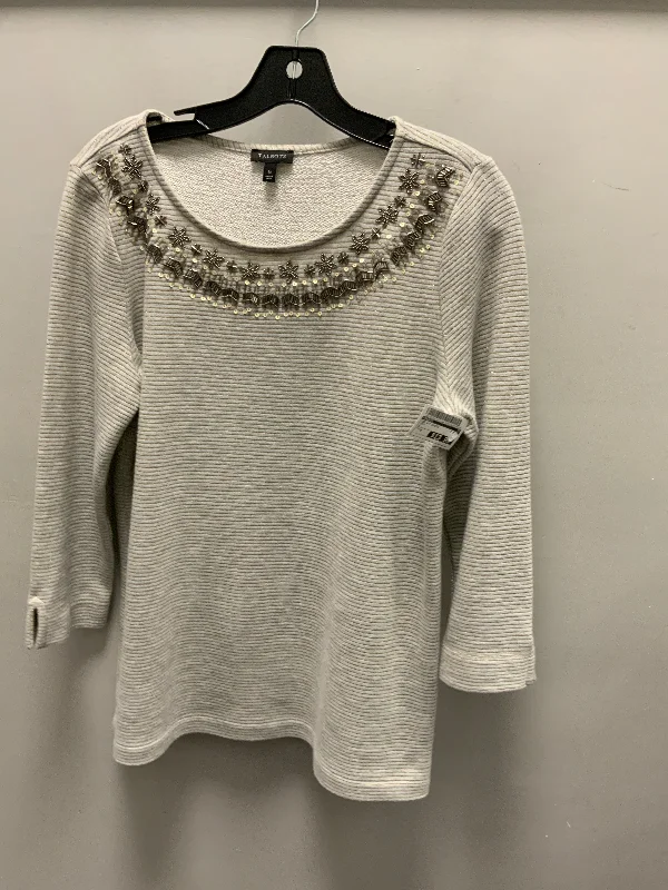 Top 3/4 Sleeve By Talbots In Grey, Size: M