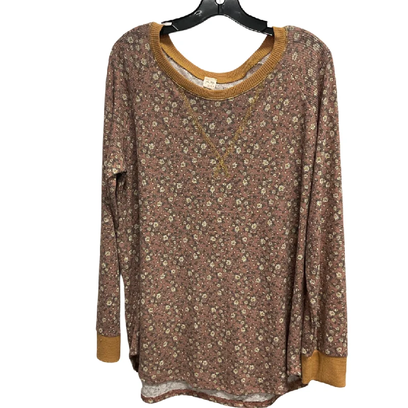 Top Long Sleeve Basic By 7th Ray In Floral Print, Size: 2x