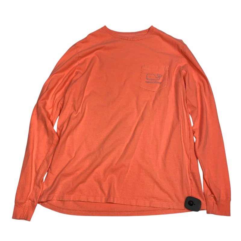 Top Long Sleeve Designer By Vineyard Vines In Orange, Size: M