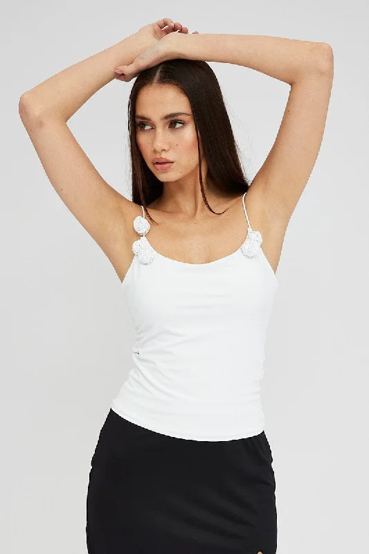 White Top Crop Strap Corsage