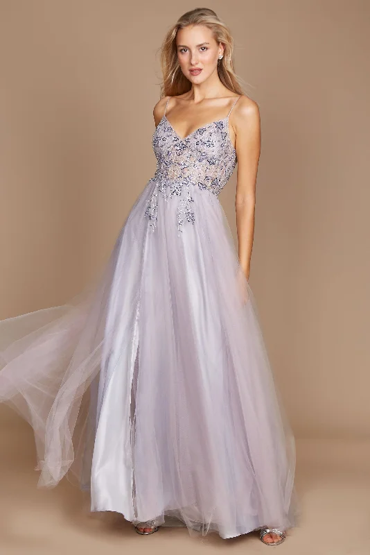 Long Jeweled Hand Beaded Tulle Prom Dress