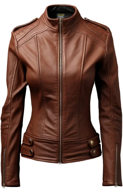 Women Real Leather Brown Style Leather Jacket